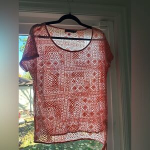 prAna Neon Geometric tribal southwestern paper thin Burnout flocked festival Tee